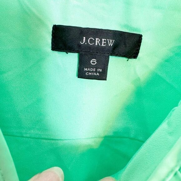 J. Crew Taffeta Ruffled Scoop Neck Maxi Dress Taffeta in Mint Green Neon Size 6 - Picture 6 of 11